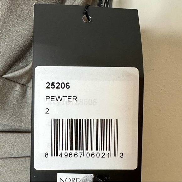 La Femme Gown Ruched Off Shoulder Formal Dress Pewter Sz 2 - Picture 7 of 9